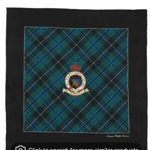 Ralph Lauren Gifting Plaid Logo Green Silk Square Scarf NWT